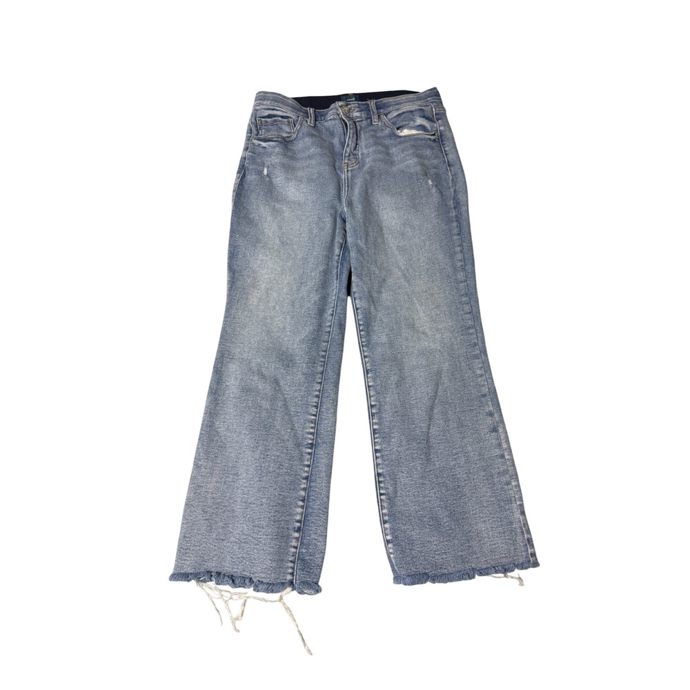 Jag SZ 10 Phoebe Cropped Boot Jeans 25" Inseam Raw Hem Light Wash Stretch Pocket